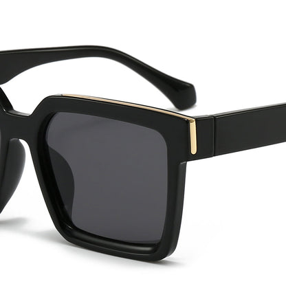 Polygonal rimless cut-edge sunglasses